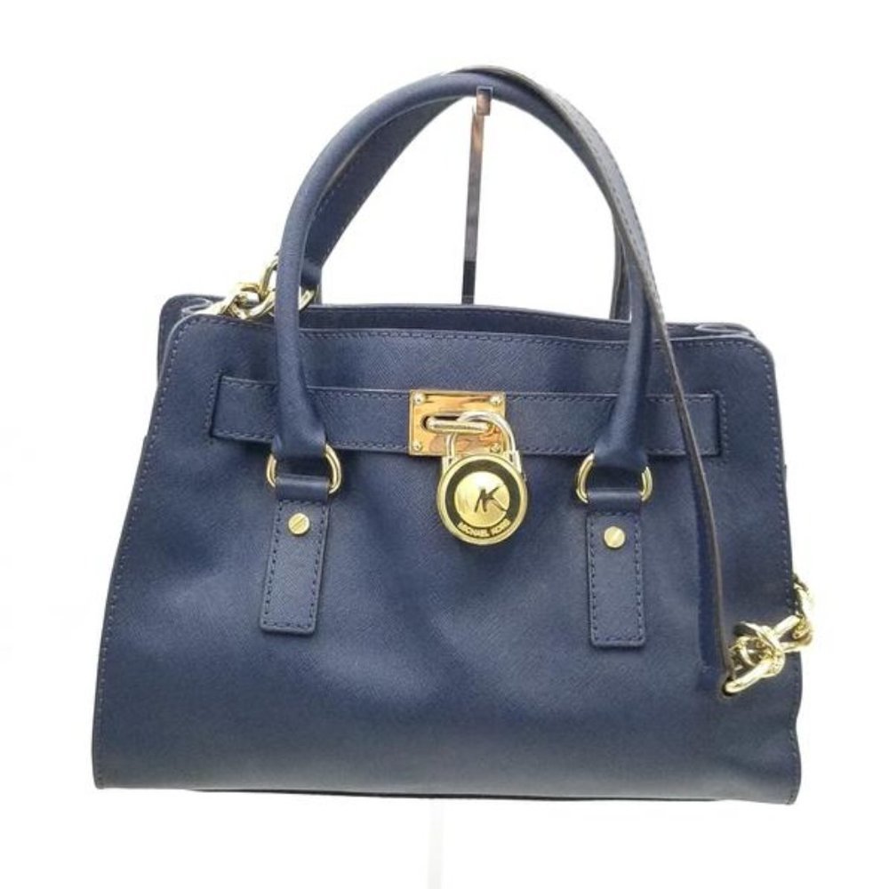 Michael Kors Hamilton Blue Leather Bag